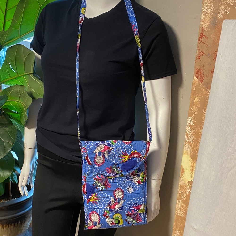 Vibrant Blue Floral Crossbody Bag